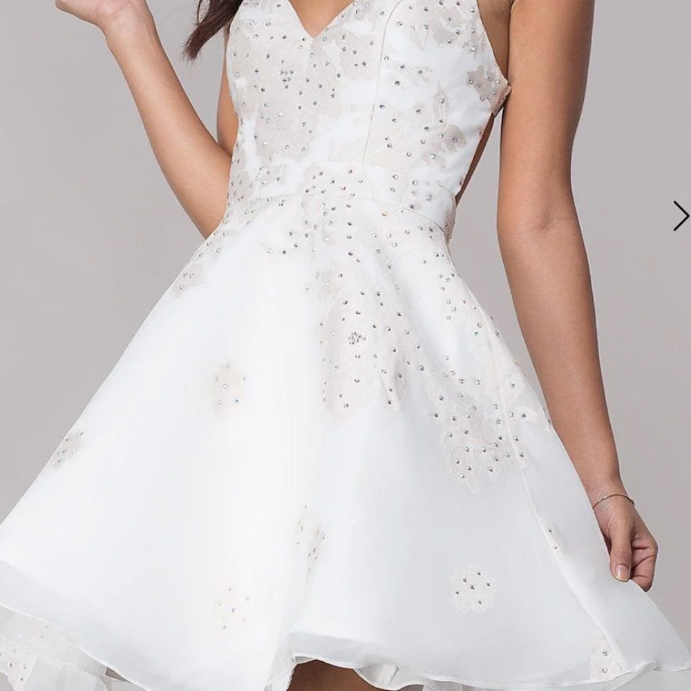 New Jovani short ivory/champagne dress size 10